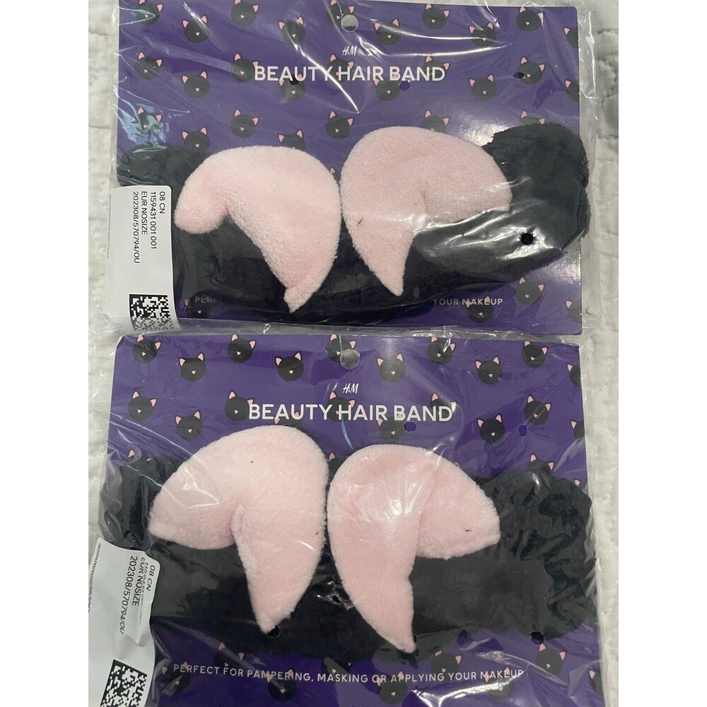 2 Womens Makeup Headbands Beauty Cat Ears Pink Black Gothic Whimsygoth Gift